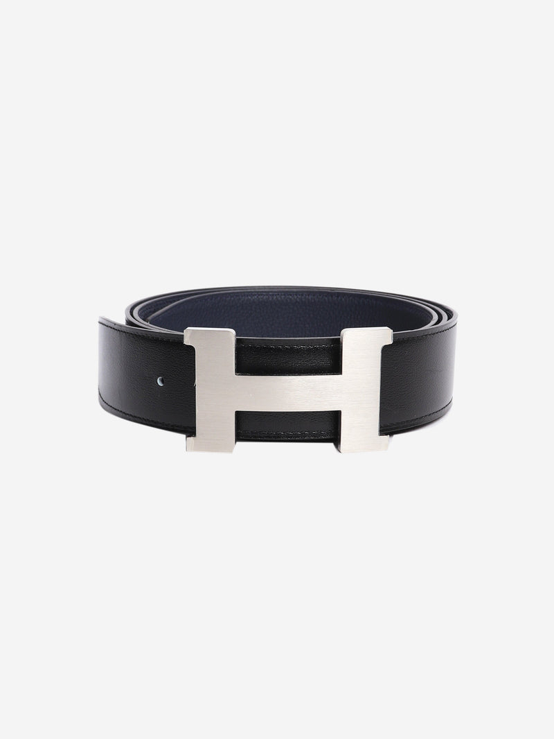Black and navy reversible leather H belt Belts Hermes 