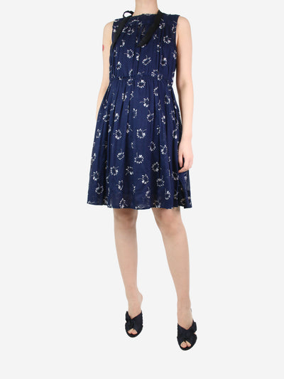 Dark blue sleeveless floral dress - size UK 8 Dresses Marc Jacobs 