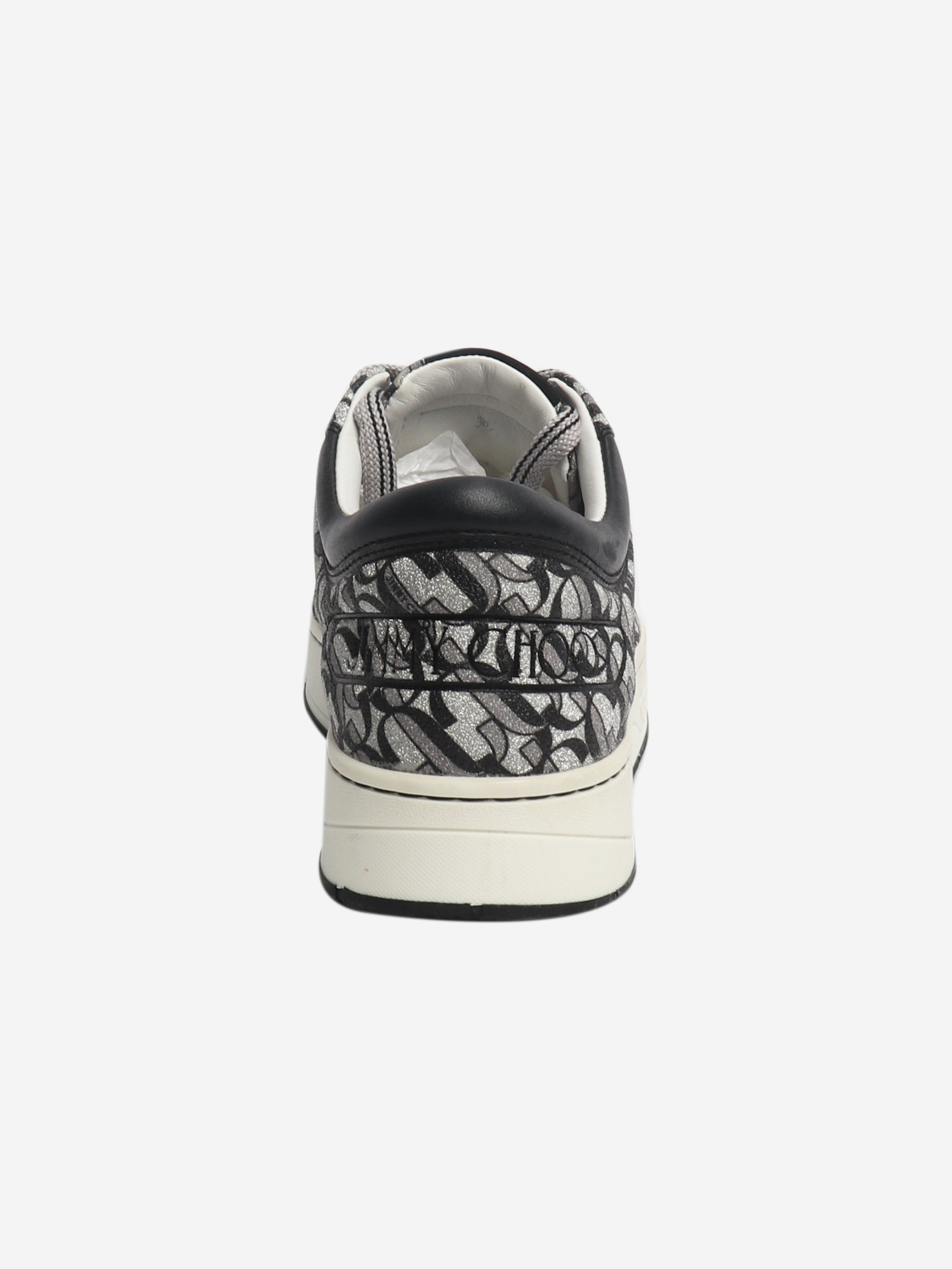 Silver and black Monogram glitter trainers - size EU 38.5 Trainers Jimmy Choo 