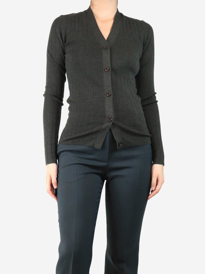 Khaki fine merino ribbed cardigan - size S Knitwear Joseph 