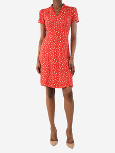 HVN Red star print midi dress - size 4