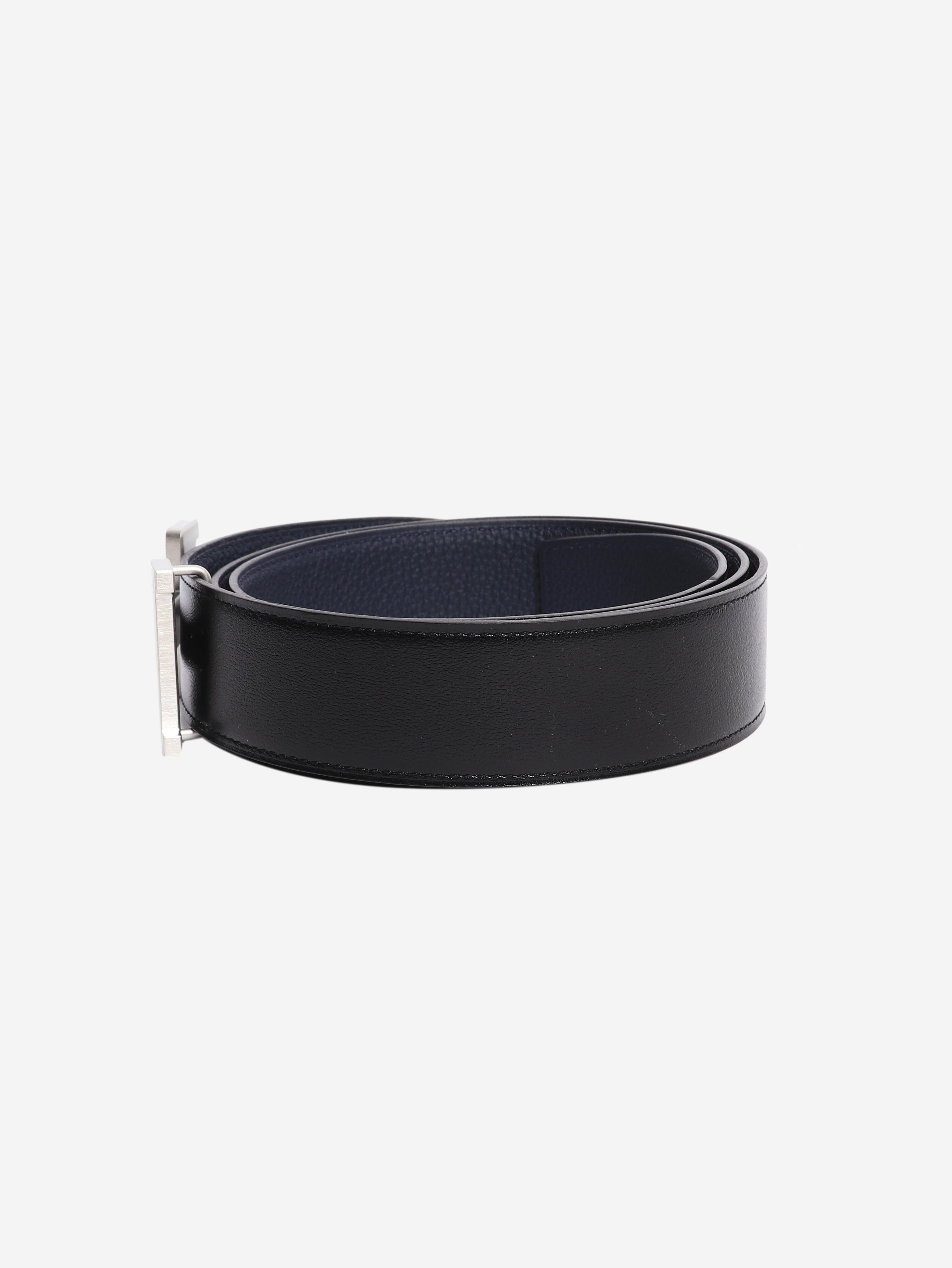 Black and navy reversible leather H belt Belts Hermes 