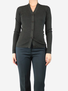 Joseph Khaki fine merino ribbed cardigan - size S
