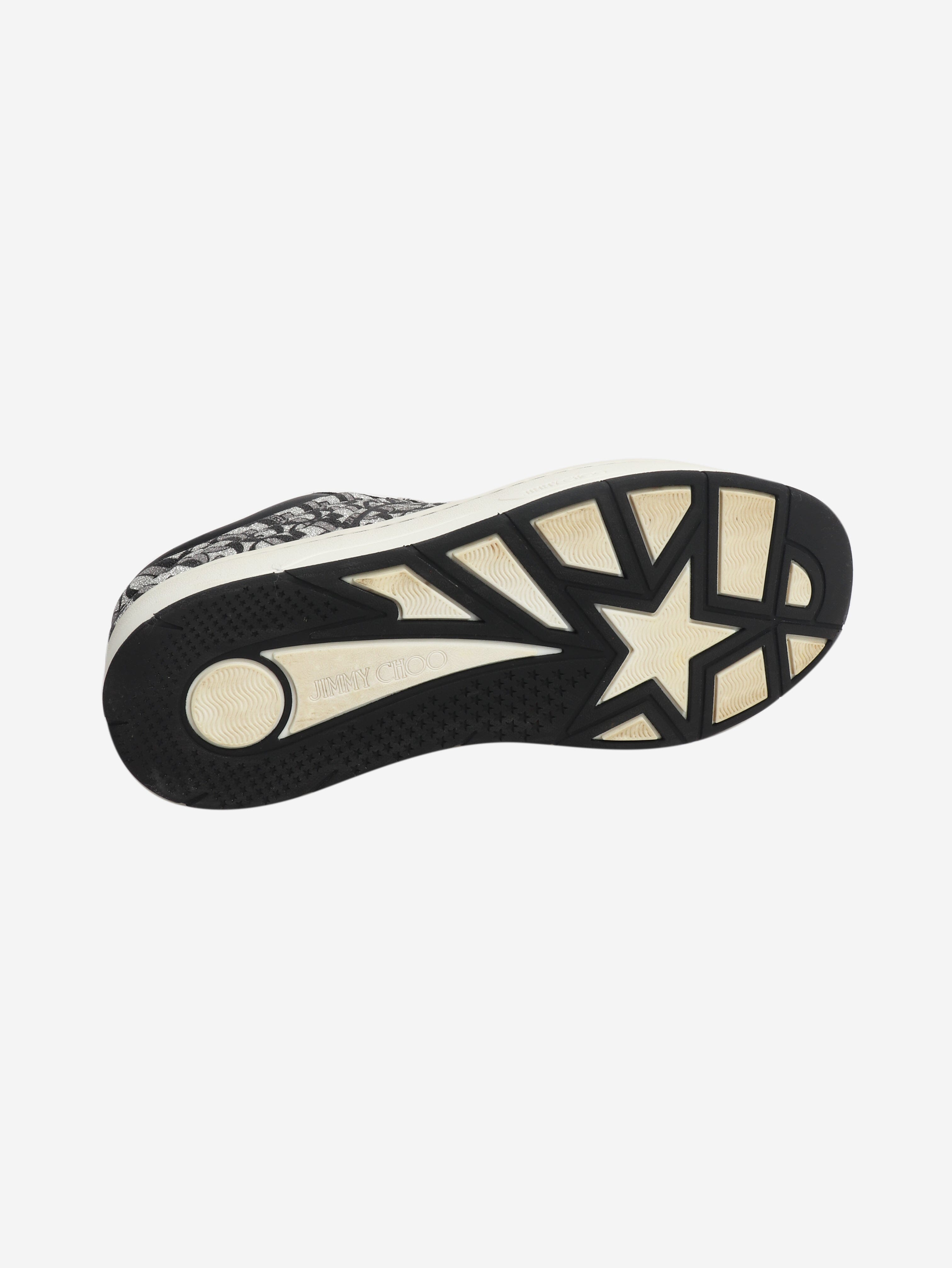 Silver and black Monogram glitter trainers - size EU 38.5 Trainers Jimmy Choo 