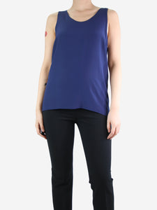 Chloe Blue sleeveless silk top - size UK 10