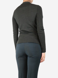 Joseph Khaki fine merino ribbed cardigan - size S