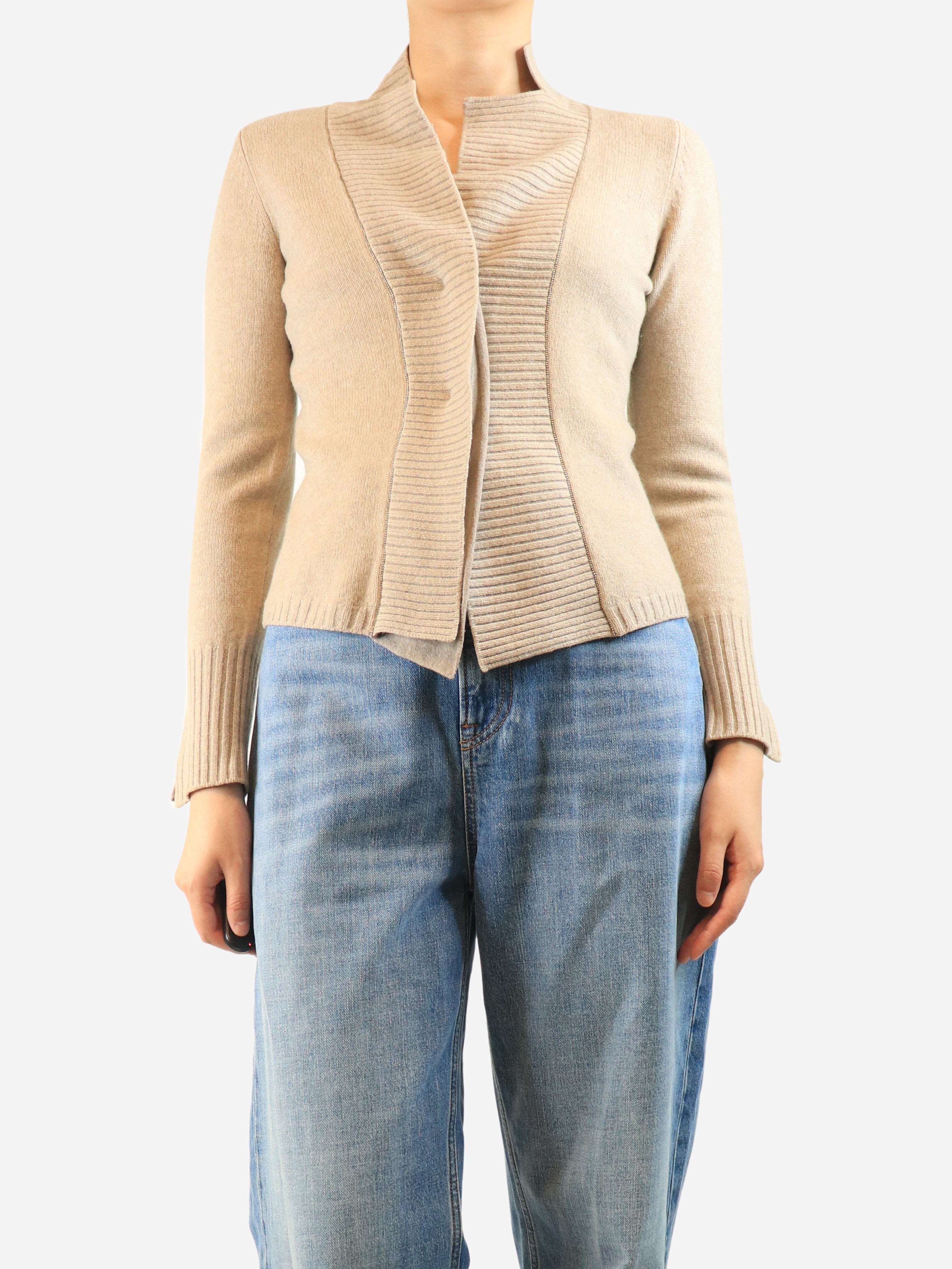 Neutral monili knit cardigan - size M Knitwear Brunello Cucinelli 