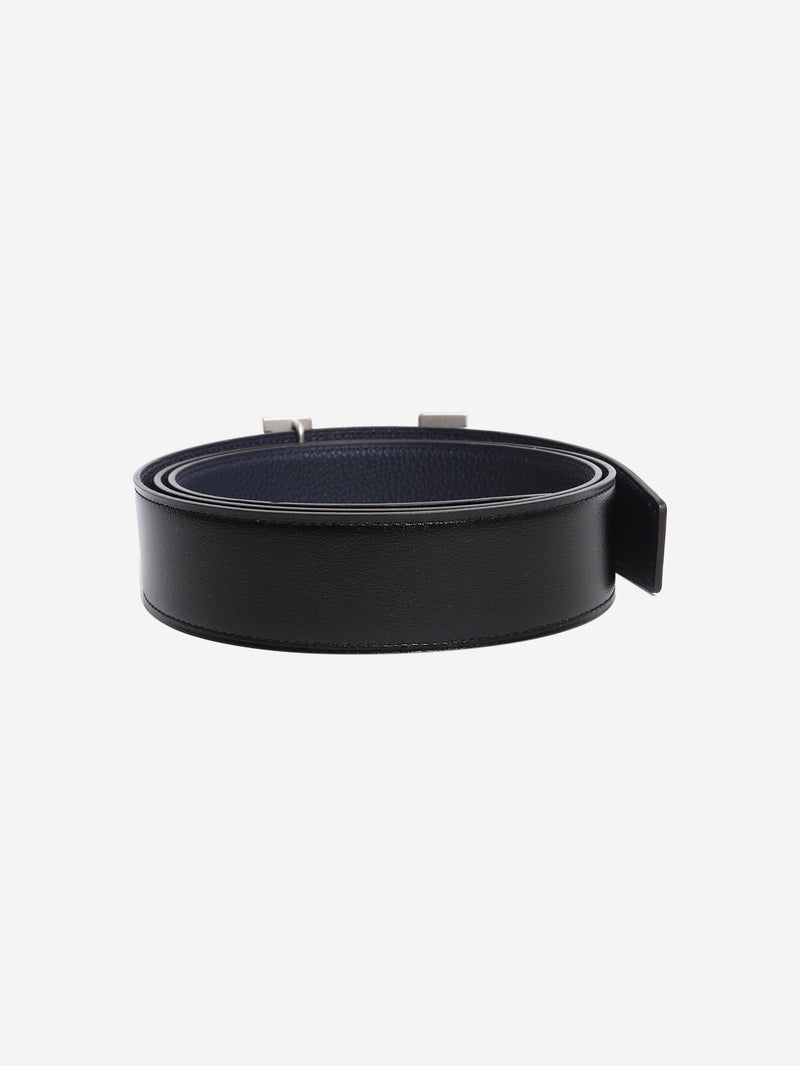 Black and navy reversible leather H belt Belts Hermes 