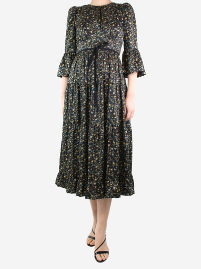 Black floral printed dress - size UK 8 Dresses Cefinn 
