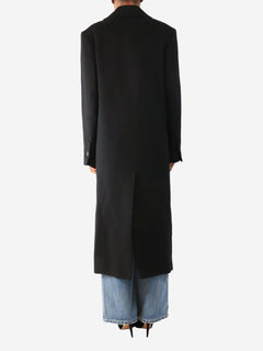 Black cashmere double-breasted long coat - size UK 6