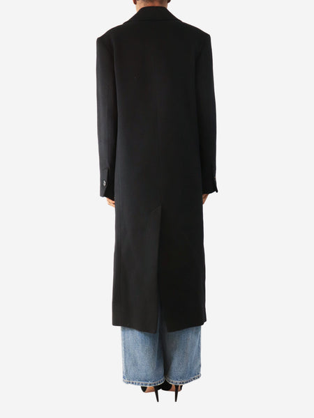 Black cashmere double-breasted long coat - size UK 6 alternate image