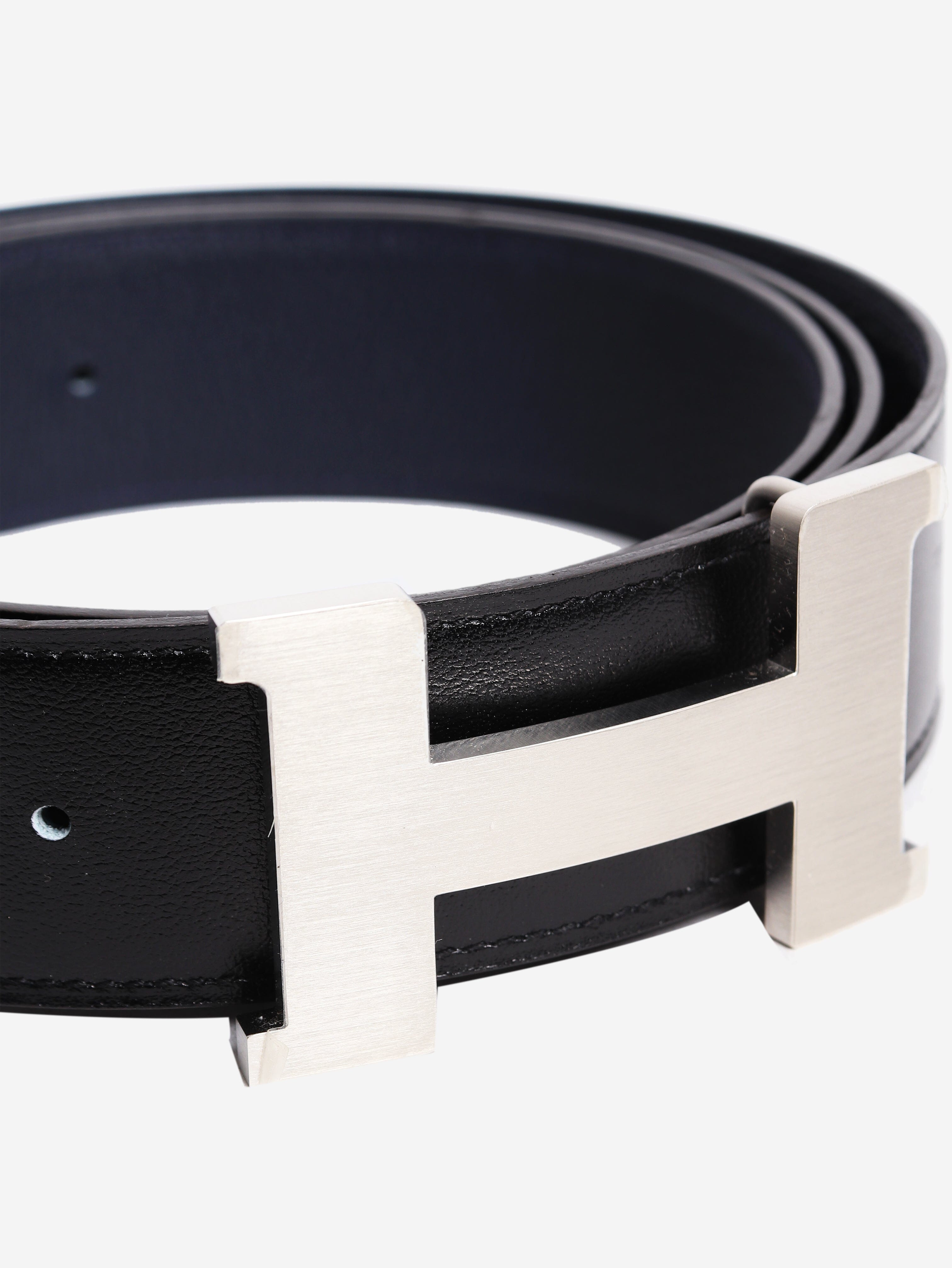 Black and navy reversible leather H belt Belts Hermes 