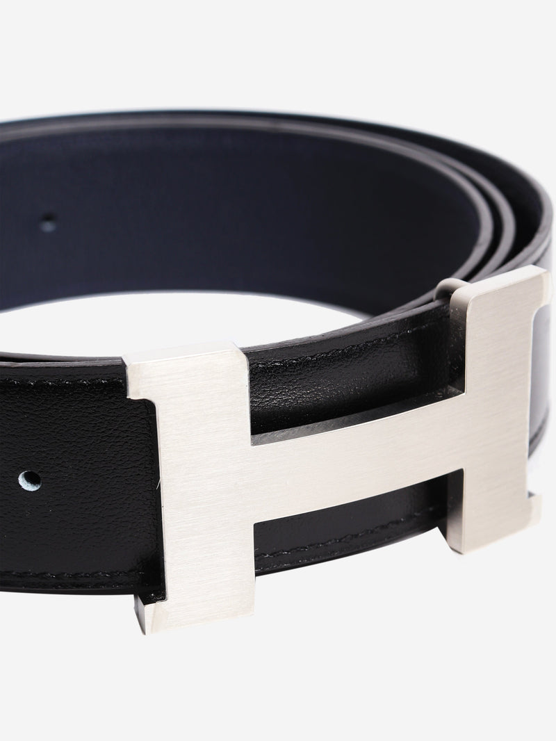 Black and navy reversible leather H belt Belts Hermes 