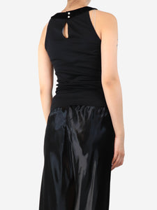 Dolce & Gabbana Black velour-halterneck tank top - size UK 10
