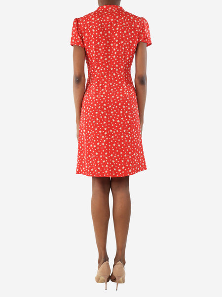 Red star print midi dress - size 4 alternate image