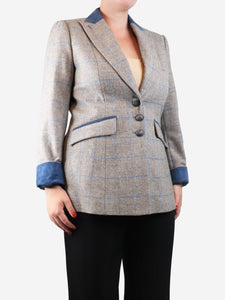 Dubarry Brown check tweed jacket - size UK 14
