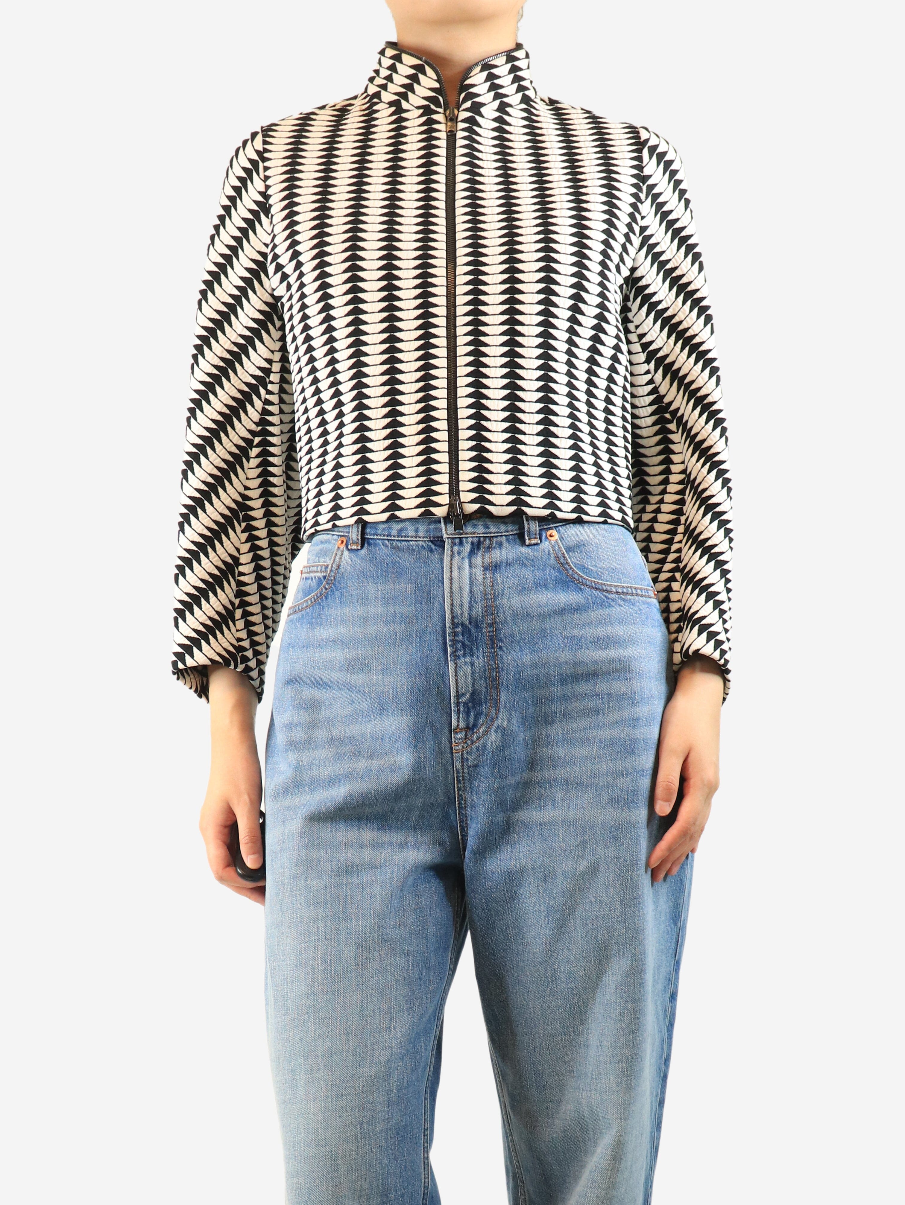 Black and white cropped monochrome jacket - size UK 16 Coats & Jackets Alaia 