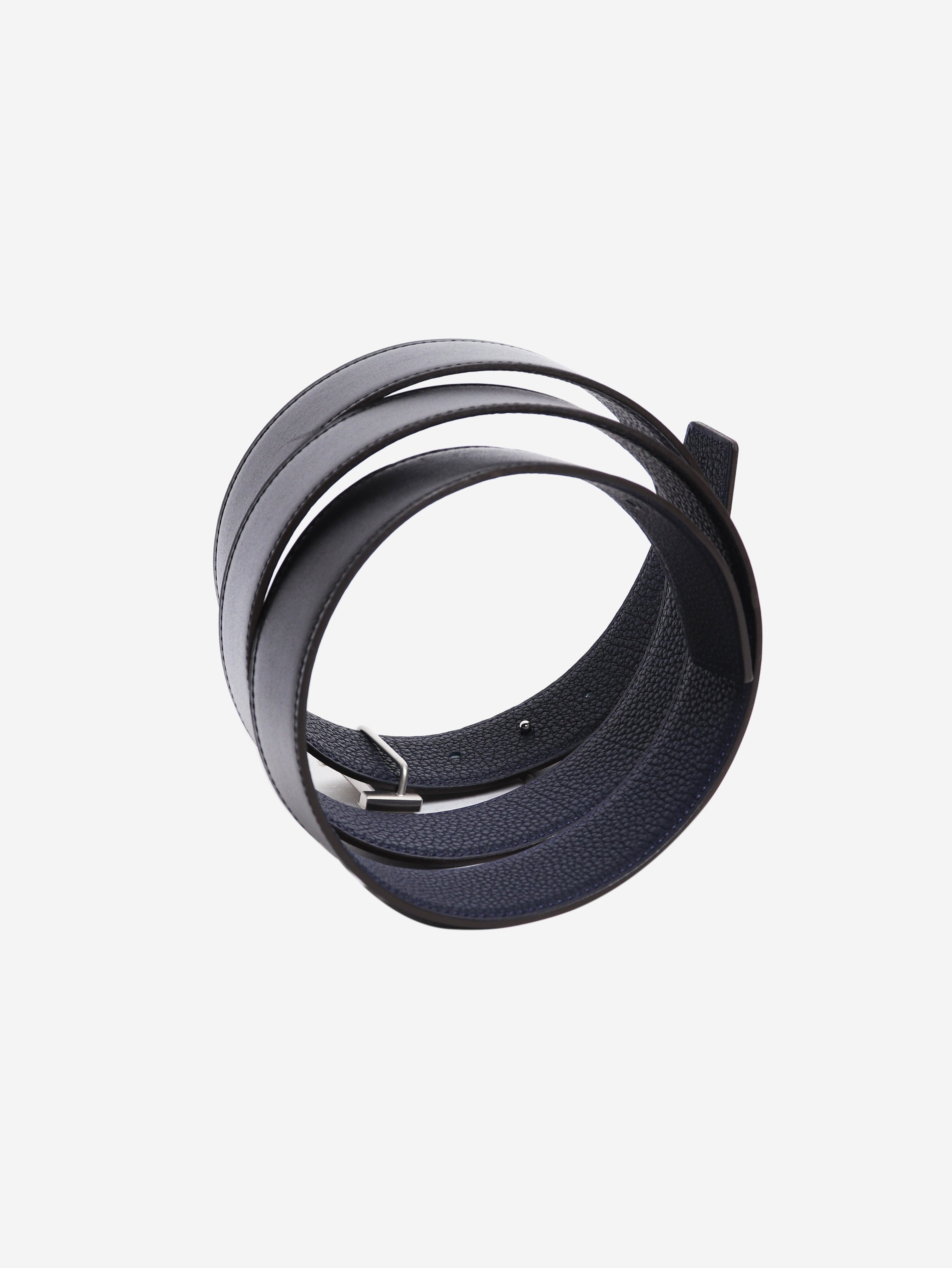 Black and navy reversible leather H belt Belts Hermes 