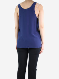 Chloe Blue sleeveless silk top - size UK 10