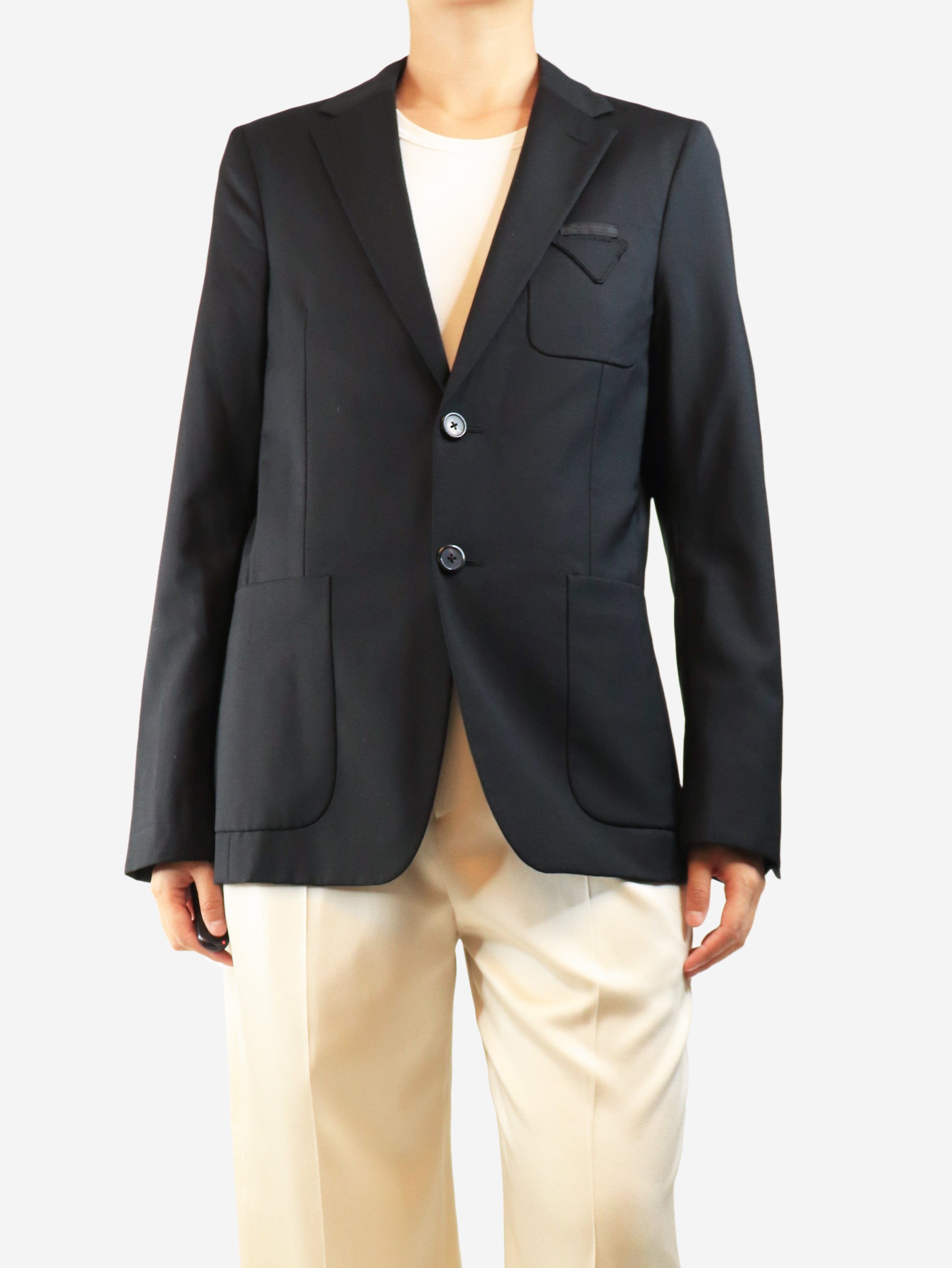 Black wool-blend blazer - size UK 14 Coats & Jackets Prada 