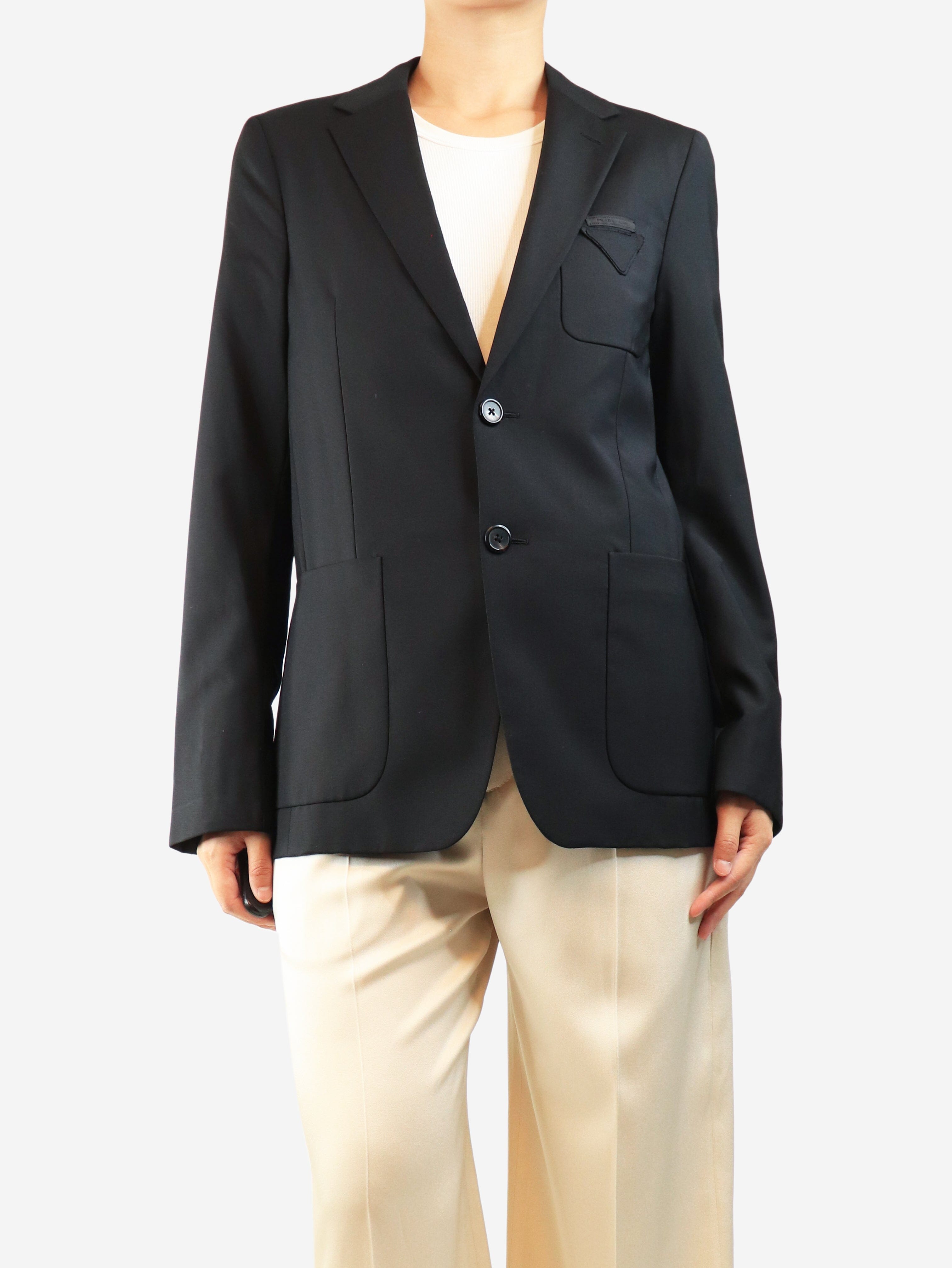 Black wool-blend blazer - size UK 14 Coats & Jackets Prada 