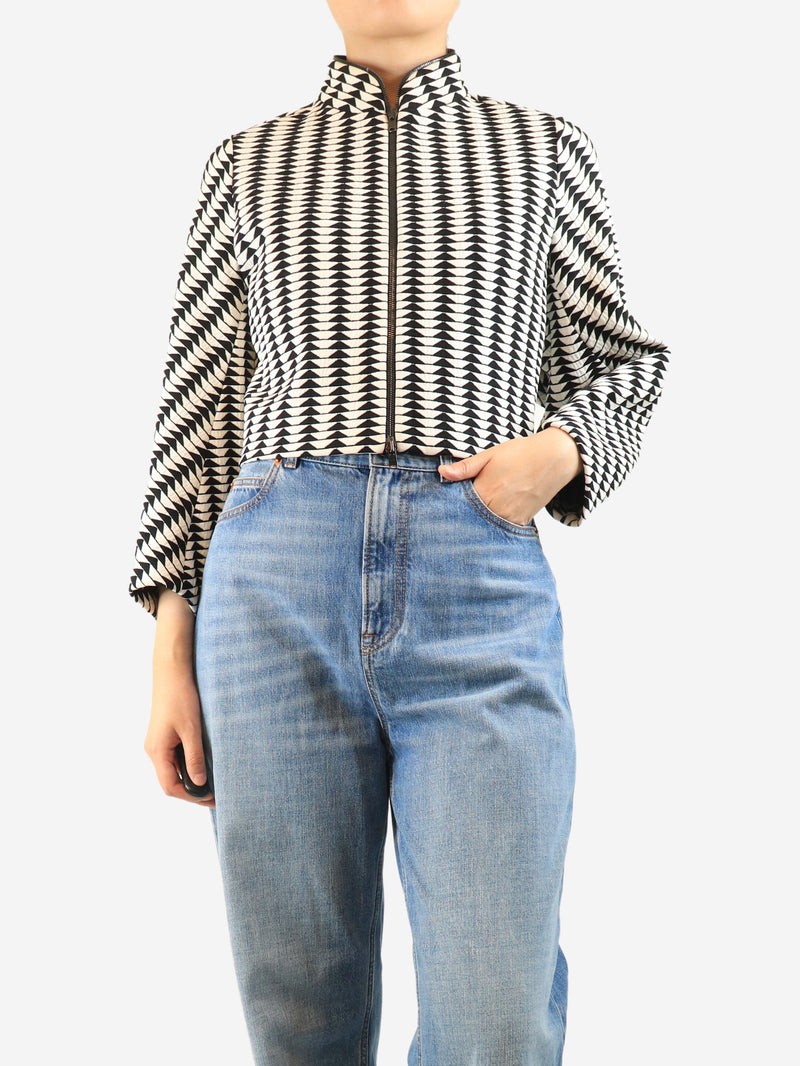 Black and white cropped monochrome jacket - size UK 16 Coats & Jackets Alaia 