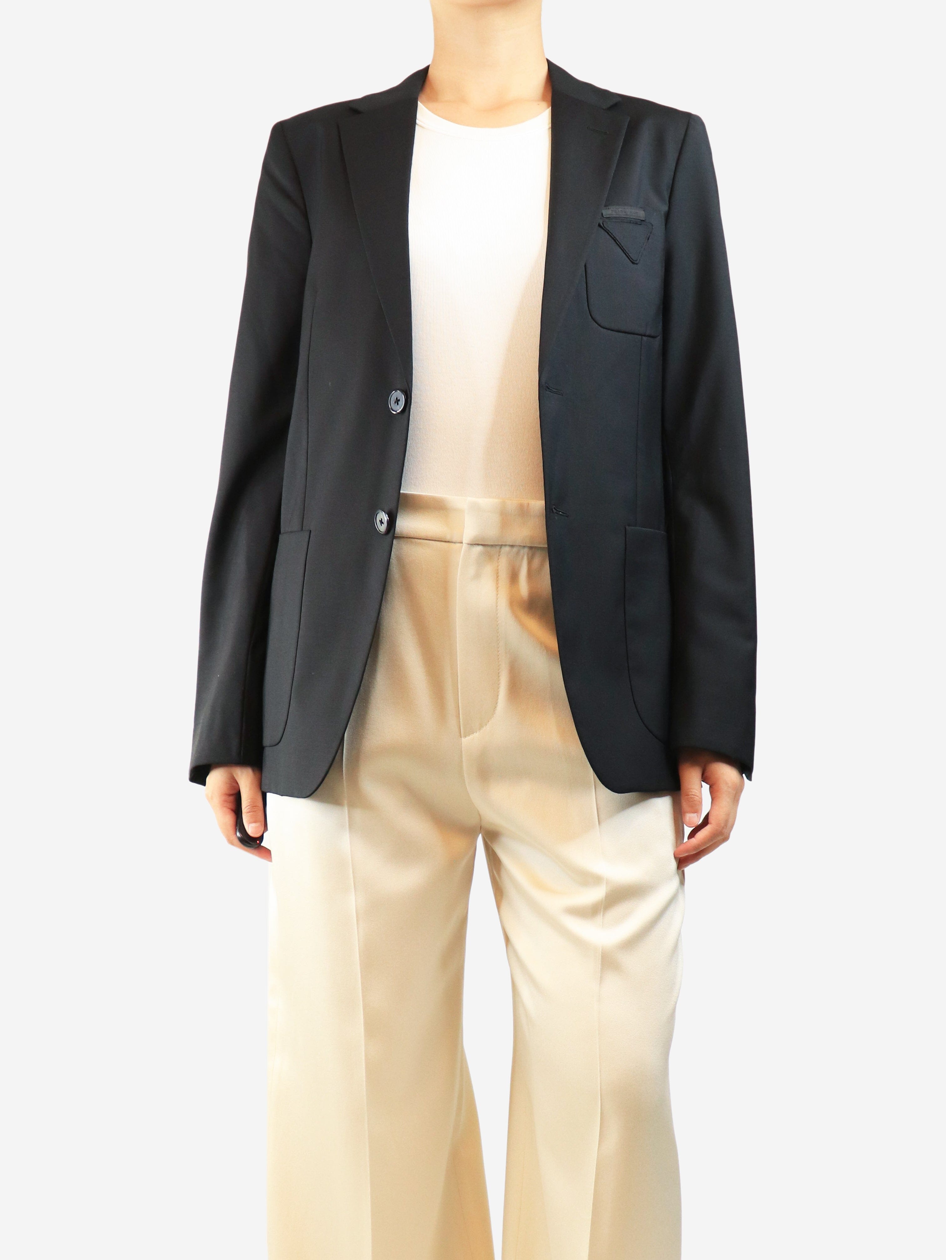 Black wool-blend blazer - size UK 14 Coats & Jackets Prada 
