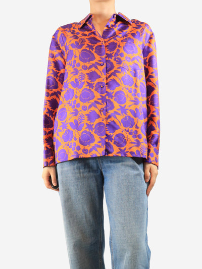 Orange and purple silk printed shirt - size L Tops La Double J 