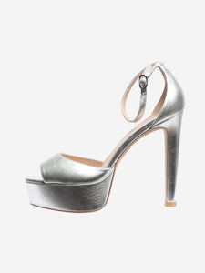 Stuart Weitzman Silver leather platform heels - size EU 40.5