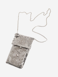 Jimmy Choo Silver soft phone holder