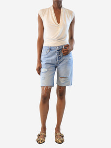 Frame Blue distressed denim shorts - size UK 6