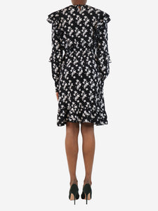 Anine Bing Black and white ruffled star print midi dress - size XS