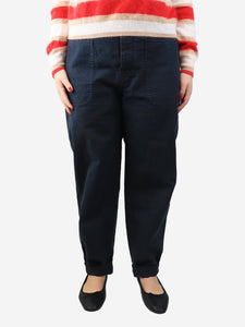Isabel Marant Etoile Navy blue linen-blend trousers - size UK 8
