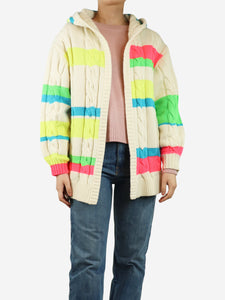 Mira Mikati Cream hooded cable-knit cardigan - size S