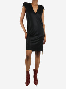 Rick Owens Black v-neck mini dress - size UK 6