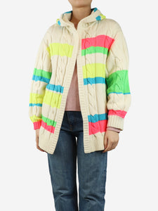 Mira Mikati Cream hooded cable-knit cardigan - size S