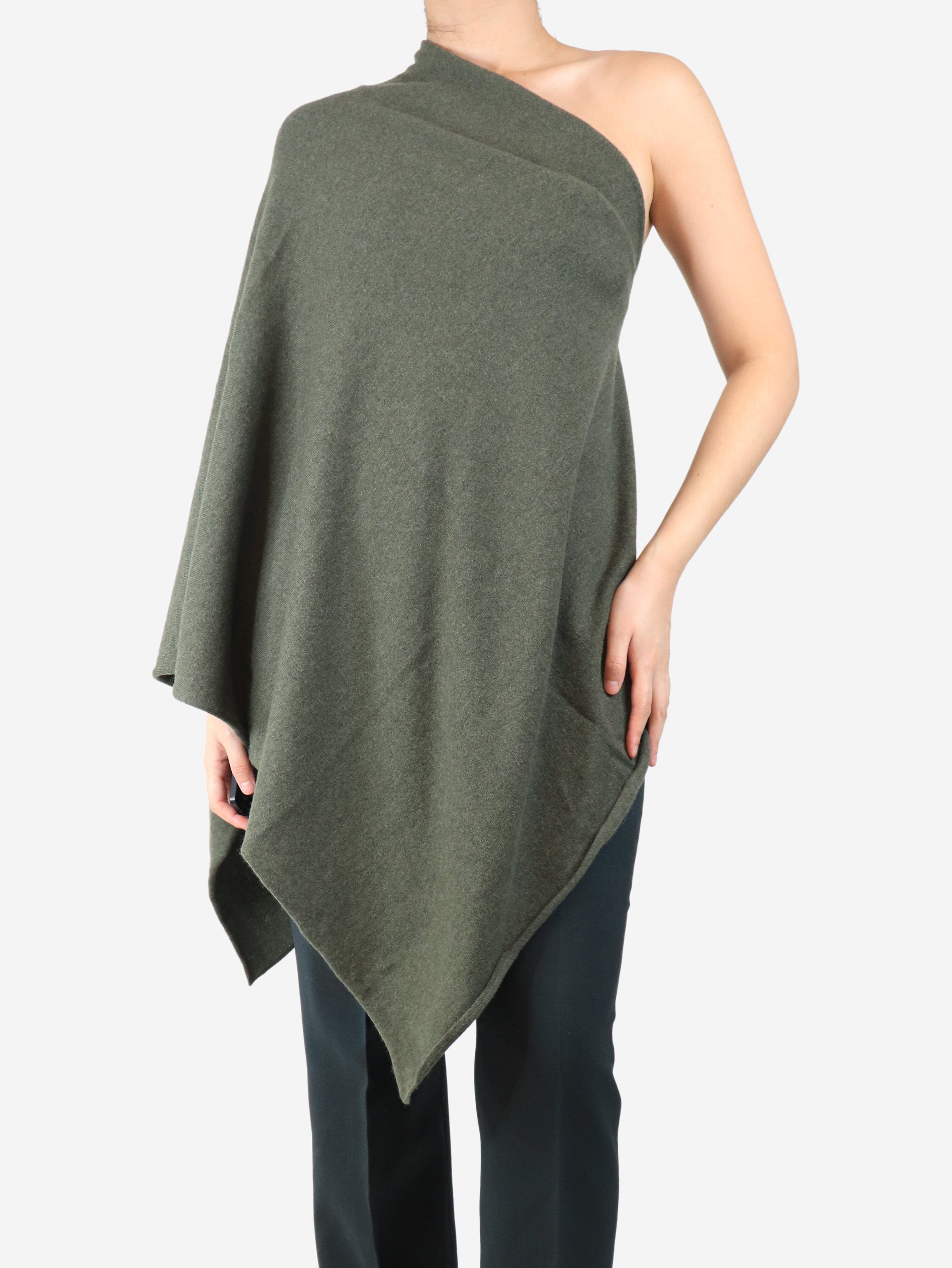Green cashmere poncho - One size Knitwear Crimson 
