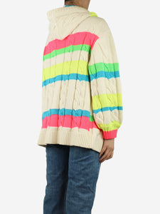 Mira Mikati Cream hooded cable-knit cardigan - size S