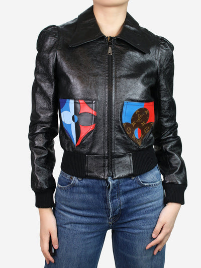 Black glossy leather jacket with patterned pockets - size FR 36 Coats & Jackets Louis Vuitton 