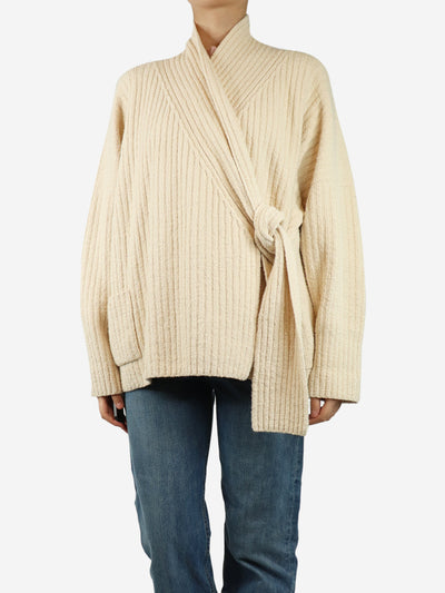 Cream ribbed cardigan - One size Knitwear Lauren Manoogian 