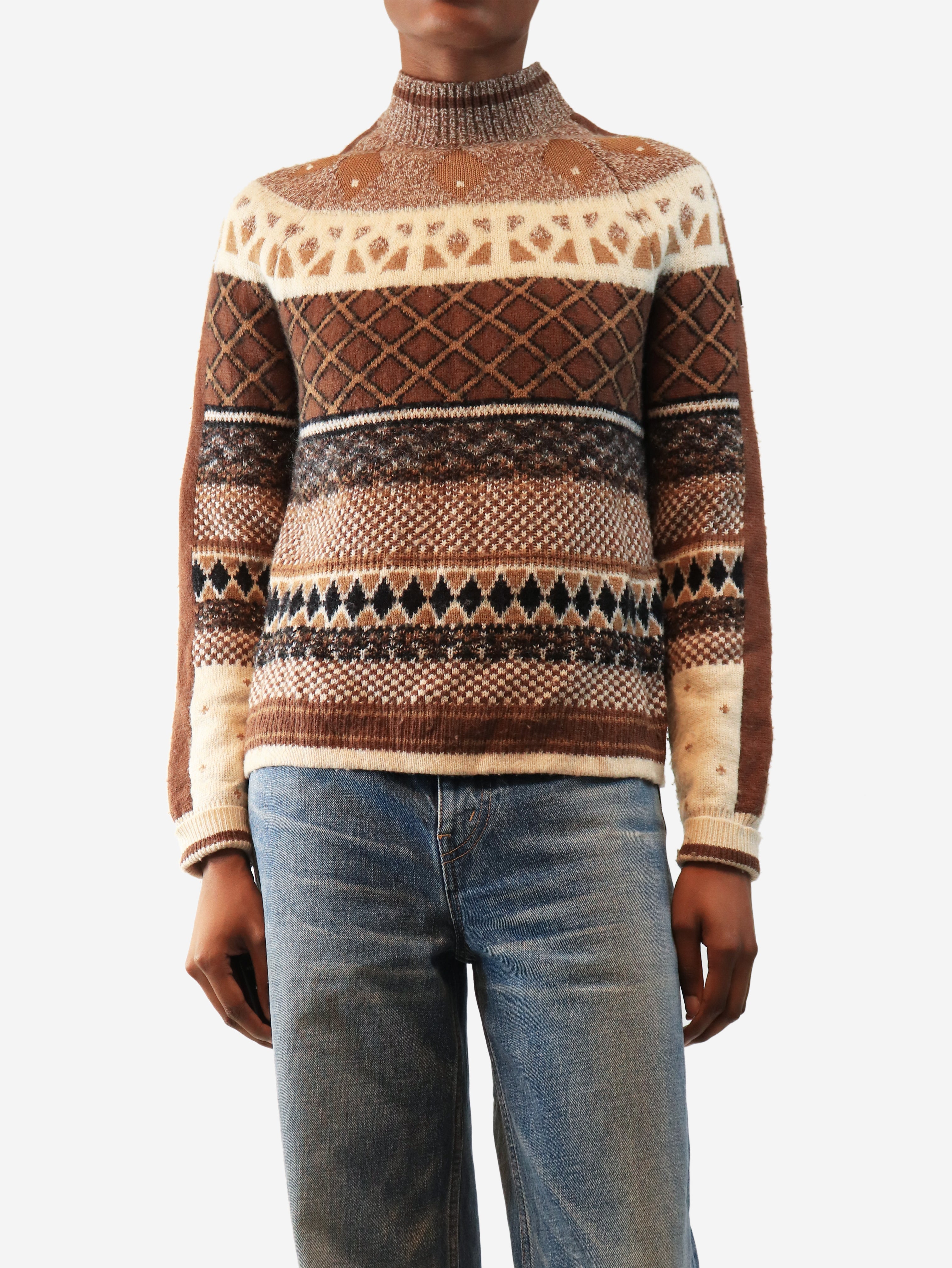 Brown fairisle jumper - size XS