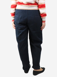 Isabel Marant Etoile Navy blue linen-blend trousers - size UK 8