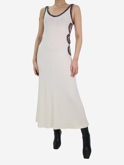 Cream ribbed wool maxi dress with side crochet detail - size M Dresses Chloe 