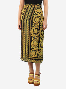 Versace Black and yellow wrap skirt - size UK 8