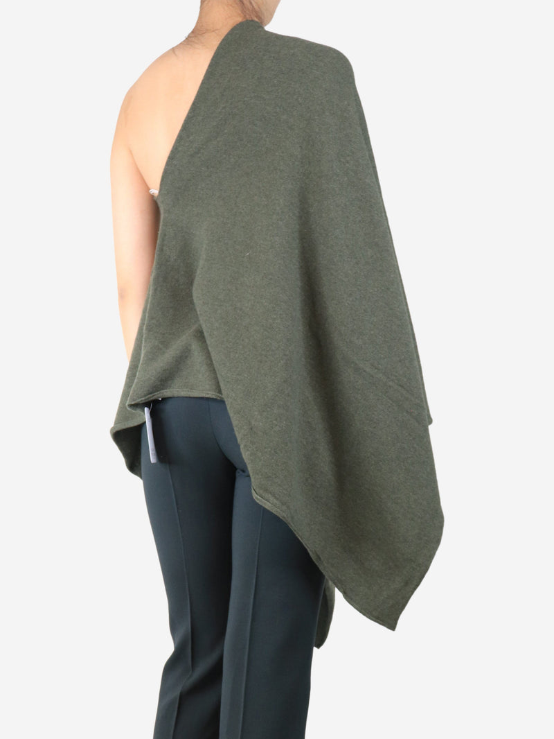 Green cashmere poncho - One size Knitwear Crimson 