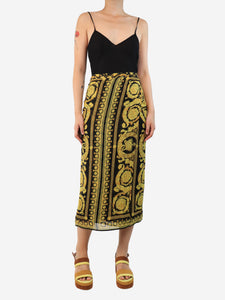 Versace Black and yellow wrap skirt - size UK 8