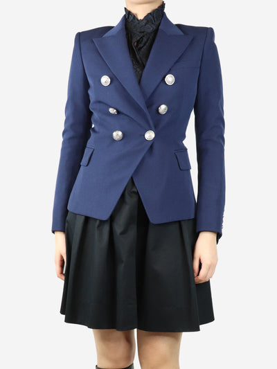 Dark blue double-breasted wool blazer - size UK 8 Coats & Jackets Balmain 