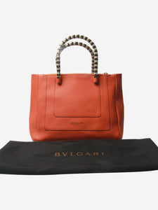 Bvlgari Orange leather top handle bag