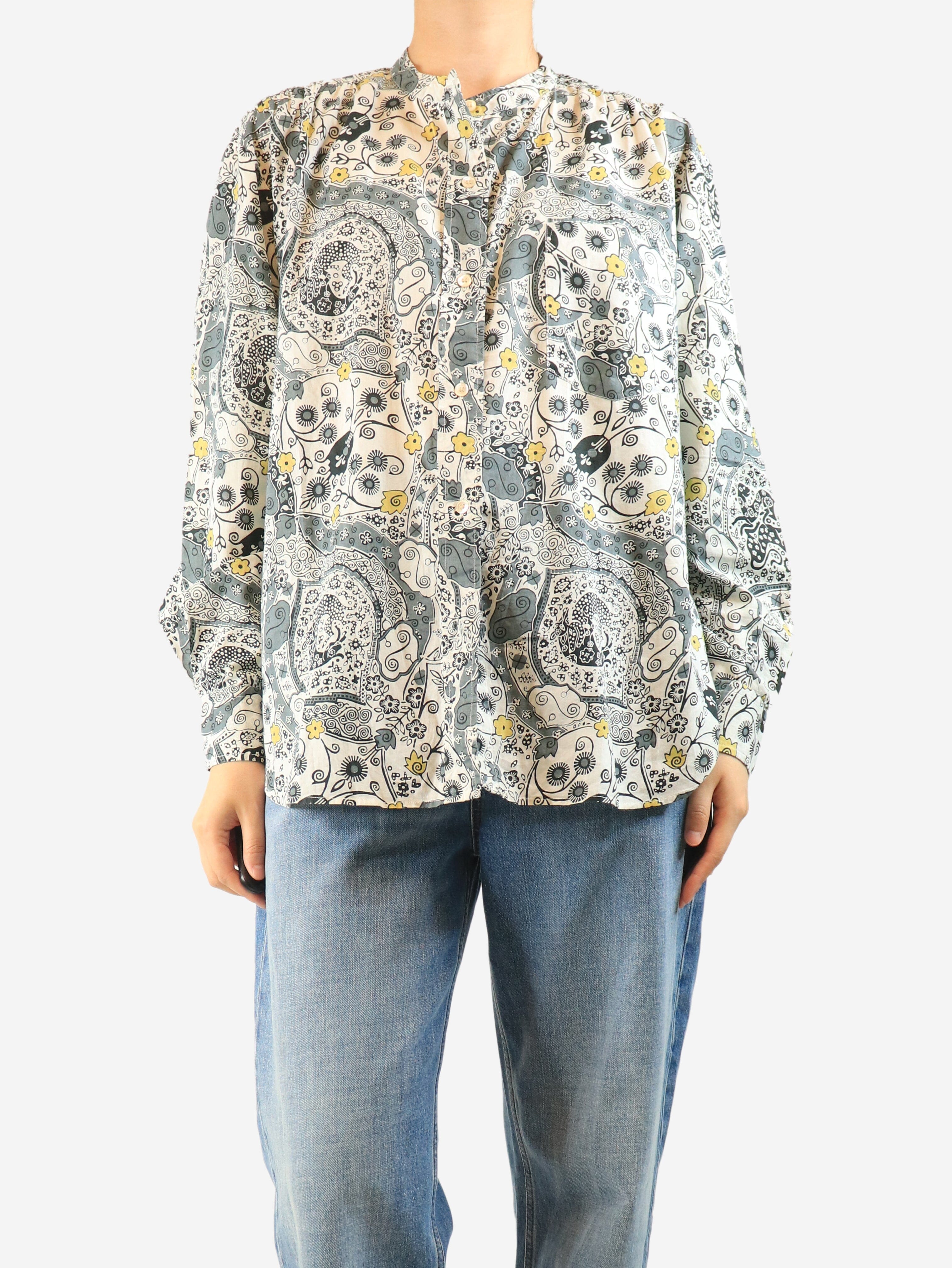 Grey floral cotton blouse - size UK 12 Tops Isabel Marant Etoile 