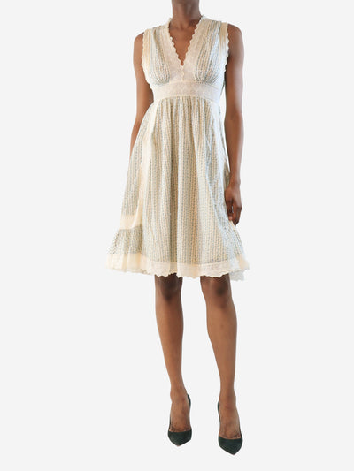 Cream and blue floral lace mini dress - size UK 10 Dresses Paul Smith 